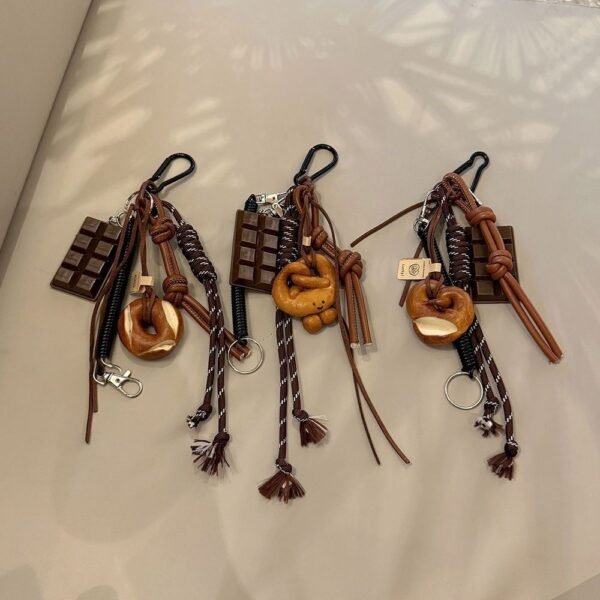 Trendy Alkaline Water Bread Style Keychain| Cute Cozy Winter Bag Charm&Keychain  |