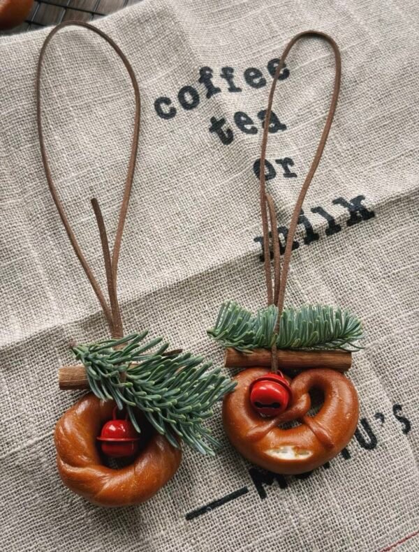 Novelty&Unique Ornament Gift|Christmas Pretzel Hangings:Bell,Pine&Cinnamon|