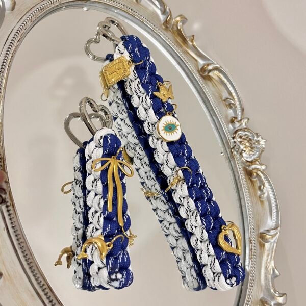 8-Strand Braiding Dot Pattern Paracord Keychain|Classic Color Combination Paracord Keychain